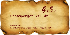 Gremsperger Villő névjegykártya